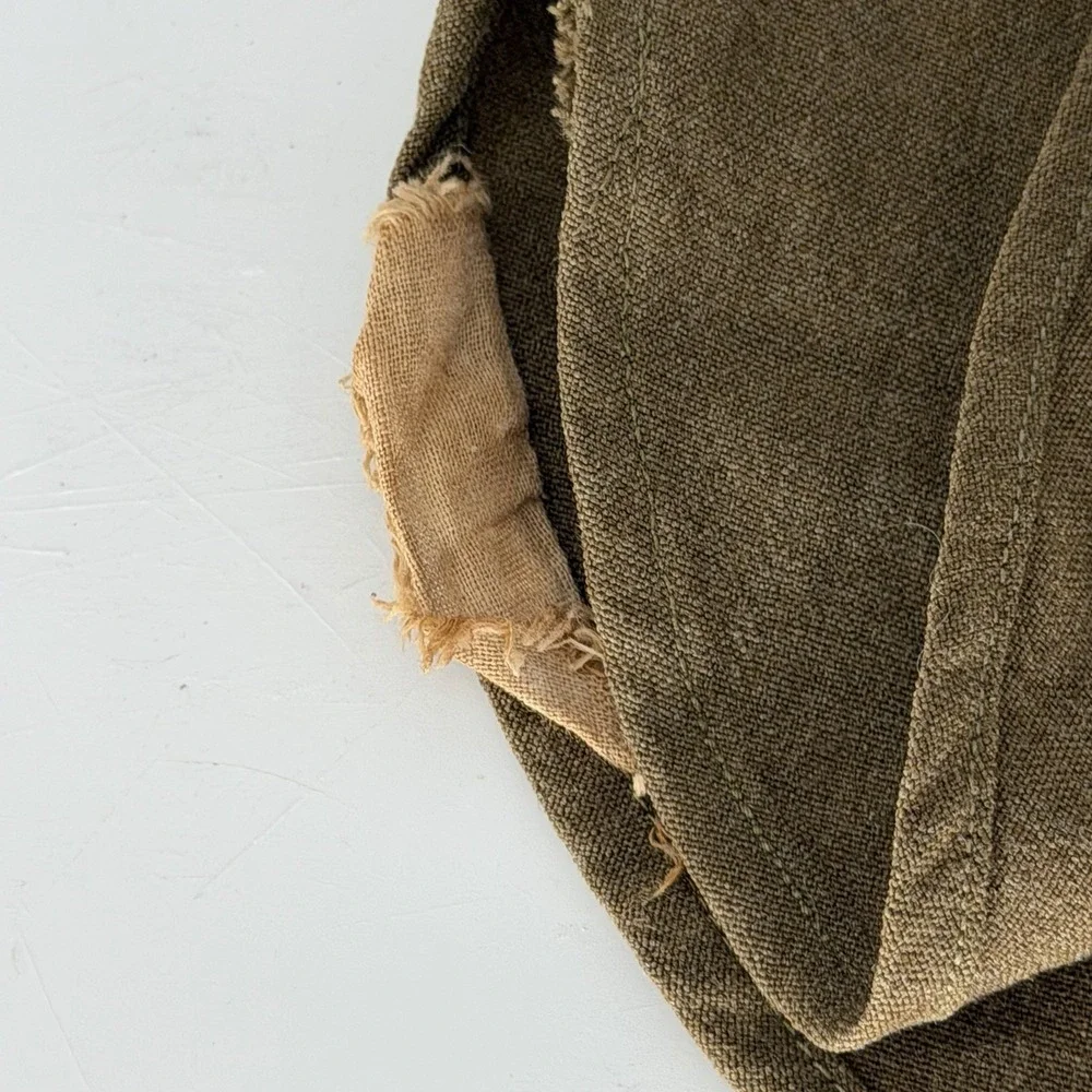 Vintage WWII US Army Officer Wool Shirt Brown Olive 14.5x32 Military
